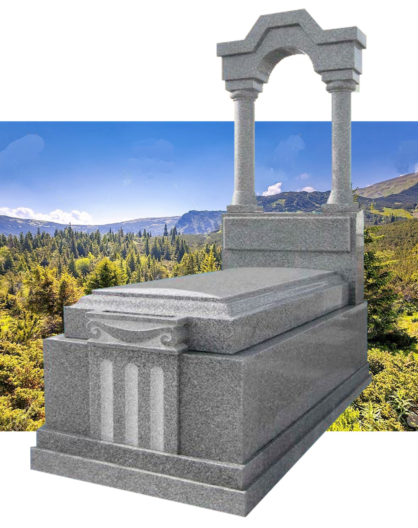 Sepultura con arco y columnas de 20 cm.