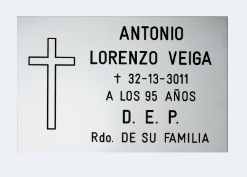 Placa acero INOX CRUZ