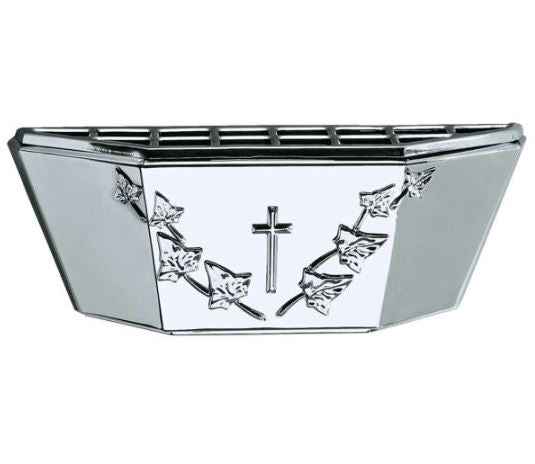 Jardinera con Cruz y Hiedras de Acero Inox 33 cm Lápidas