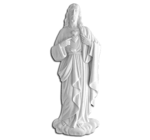 Corazón de Jesús en Marmolina de 32 cm para Decoración de Lápidas