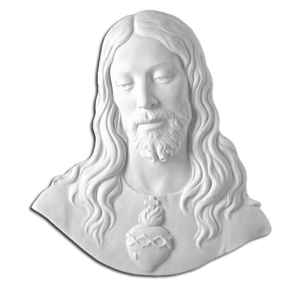Cara del Corazón de Jesús en Marmolina de 38 cm para Decoración de Lápidas