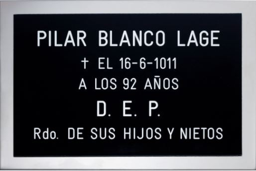 Placa de Aluminio con MARCO PLATA Acabado Premium – Grabado Personalizado