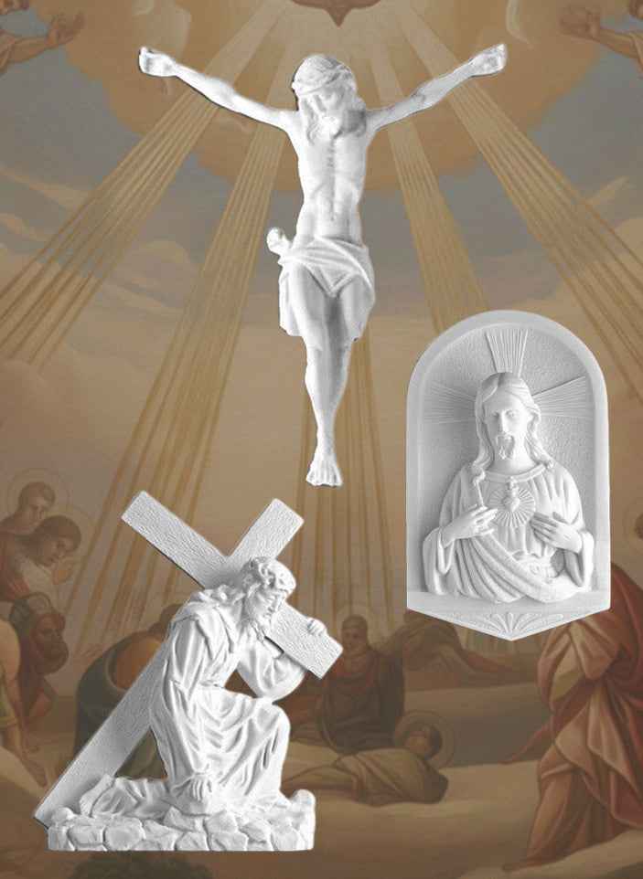 Cristos y Cruces de Marmolina para Lápidas y Nichos