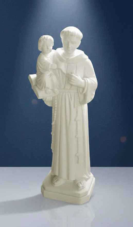Estatua de San Antonio en Mármol Blanco a Medida / Escultura Artesanal