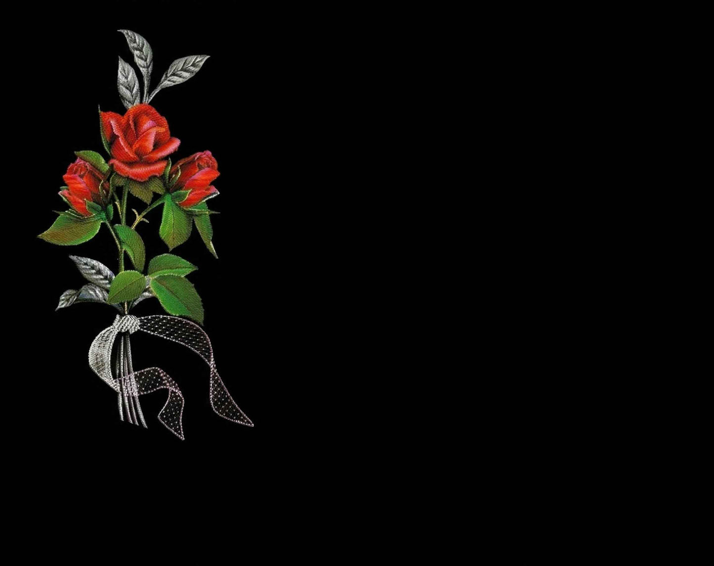 Lápida de Nicho con Grabación Láser Pintada a Mano de Ramo de Rosas
