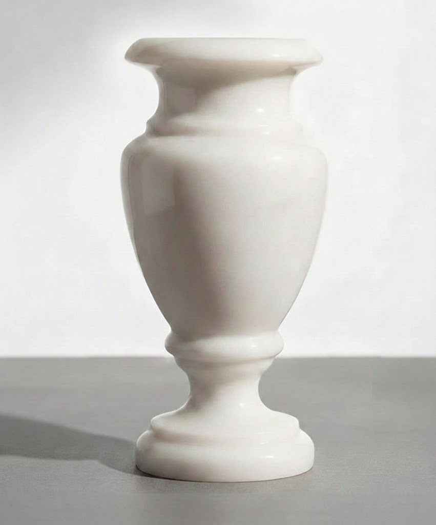 Jarrón de Mármol Blanco Macael 45 cm para Sepulturas