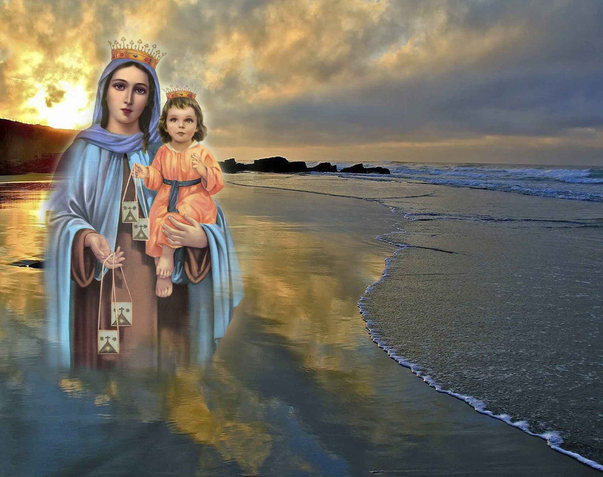 Lápida Cerámica con Composición Fotográfica Personalizada VIRGEN DEL CARMEN / Garantía 50 años