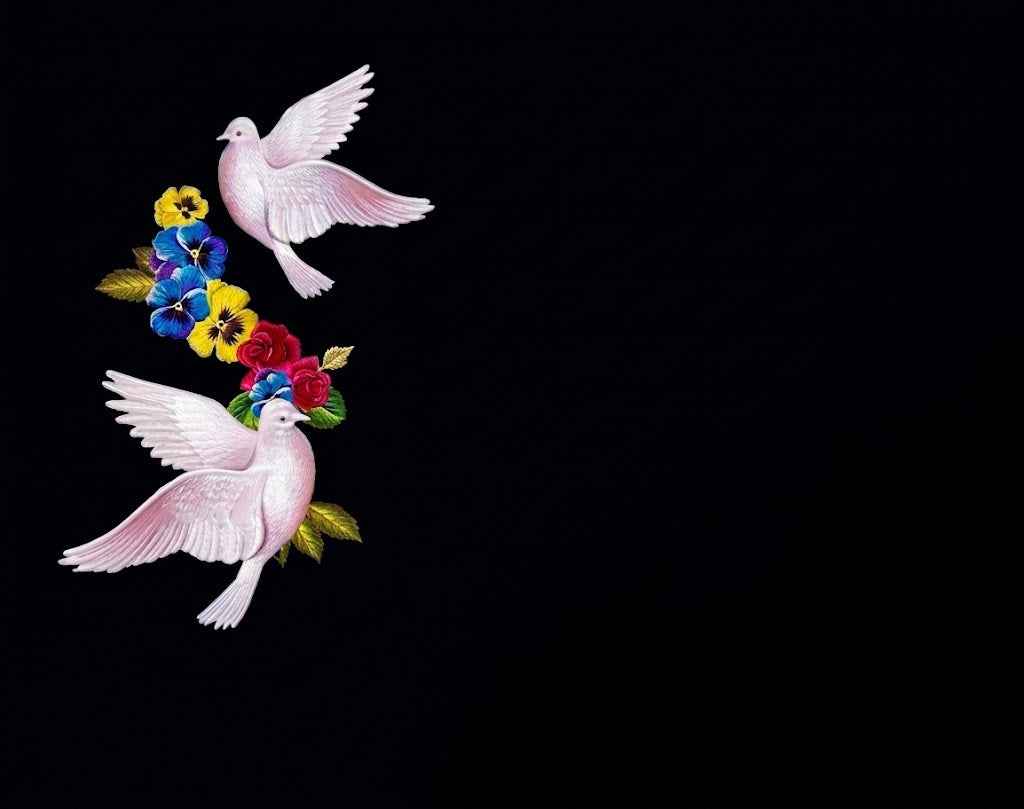 Lápida de Nicho con Cerámica Integrada de Palomas y Flores