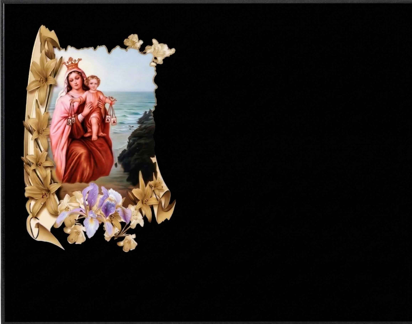 Lápida de Nicho con Cerámica Integrada de la Virgen del Carmen