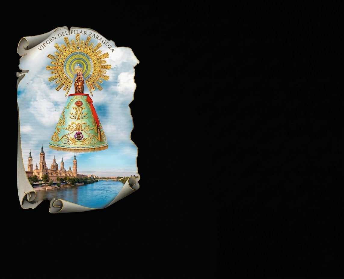 Lápida de Nicho en Granito Premium – Incrustación Cerámica de Alta Definición Virgen del Pilar – Diseño Personalizado Ref. MP ECO40