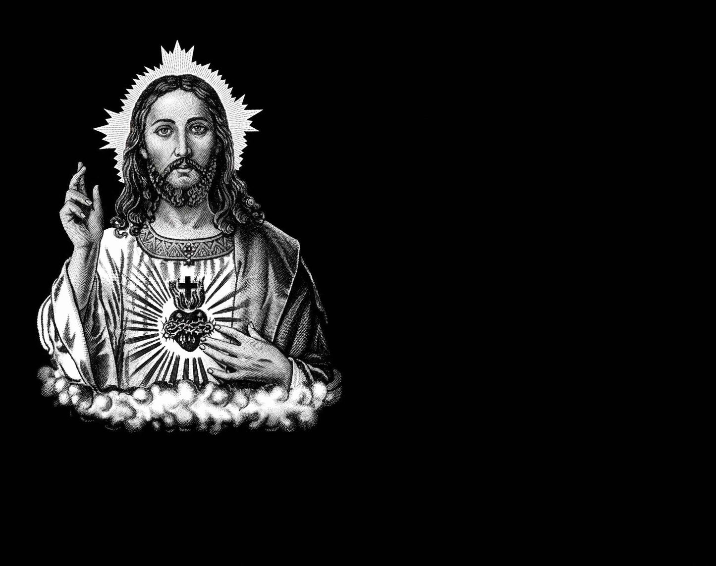 Lápida de Nicho de Granito Negro con Grabado Láser del Sagrado Corazón