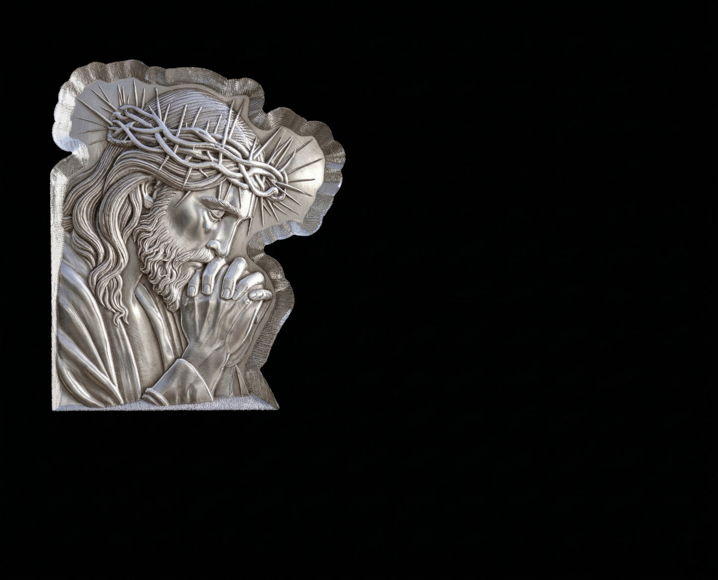 Lápida de nicho en granito con imagen del Cristo de Zaragoza tallada. Trabajo artesanal, gran durabilidad y acabado elegante para cementerios.