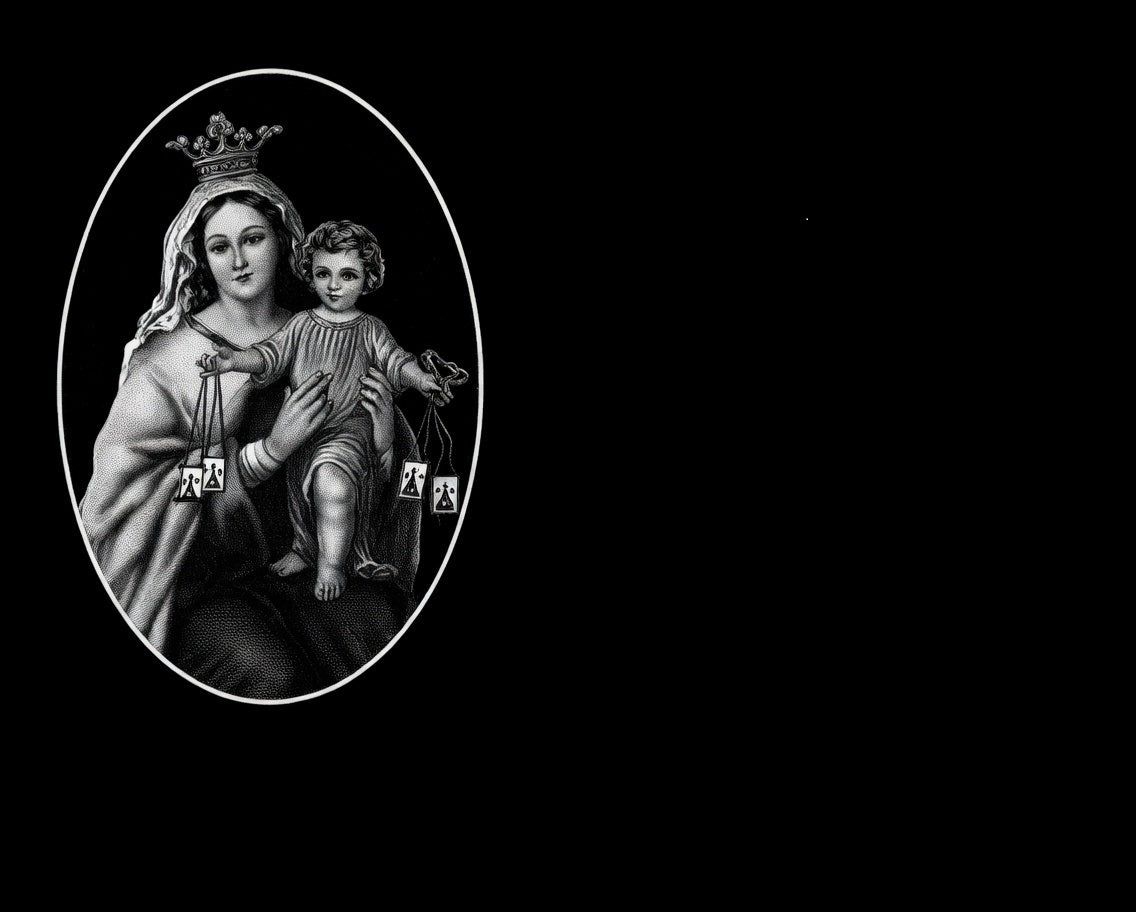 "Lápidas personalizadas con el grabado de la Virgen del Carmen. Arte sacro de alta fidelidad en granito negro con tecnología láser HD. 50 años de garantía y respeto."