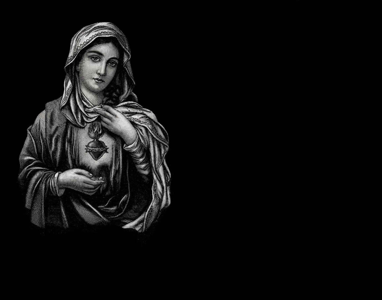 Lápida de Nicho en Granito Negro con Grabado Láser del Corazón de María
