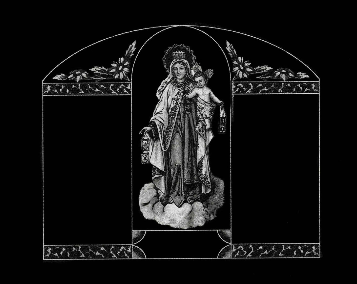 Lápida de Nicho para Dos Fallecidos con Grabado Láser de La Virgen del Carmen