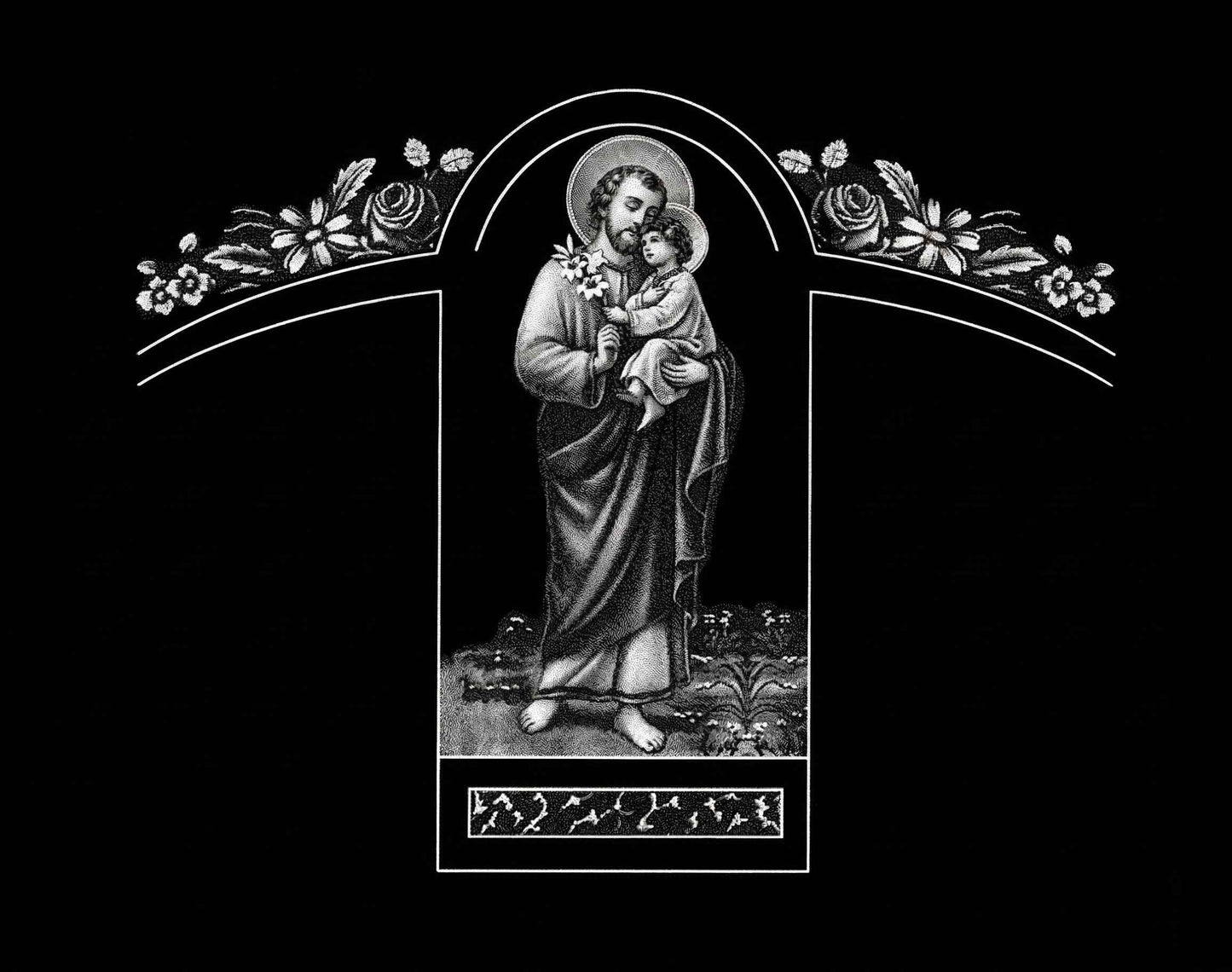 Lápida de Nicho para Dos Fallecidos con Grabado Láser de San José