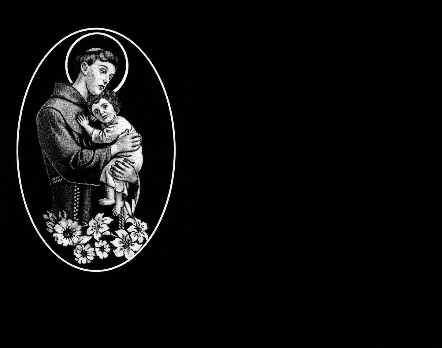 Lápida de Nicho en Granito Negro con Grabado Láser de San Antonio