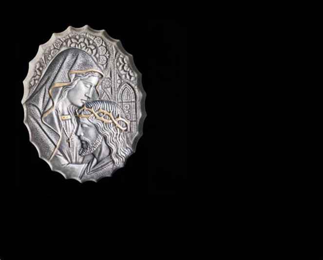 Lápida de Nicho en Granito Negro de La Piedad Tallada y Pintada en Plata
