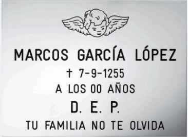 Placa Funeraria de Acero Inoxidable Personalizada Ángel