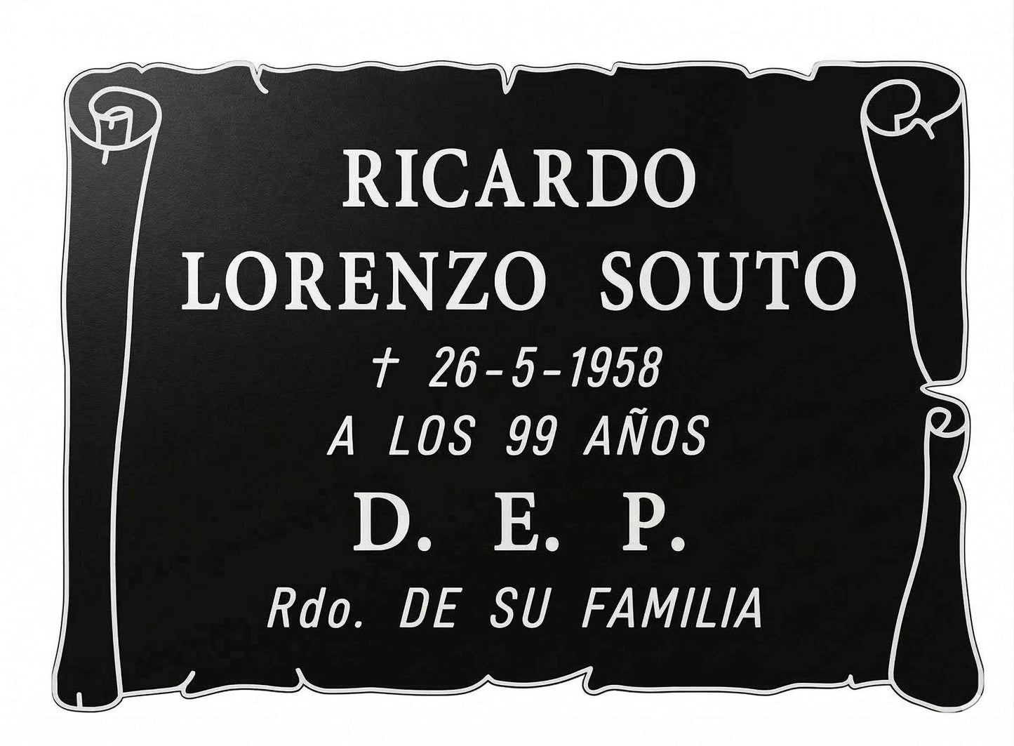 Placa de Aluminio Personalizada Pergamino