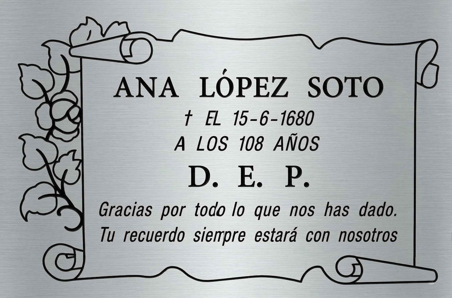 Placa de Aluminio Personalizada con Silueta de Pergamino