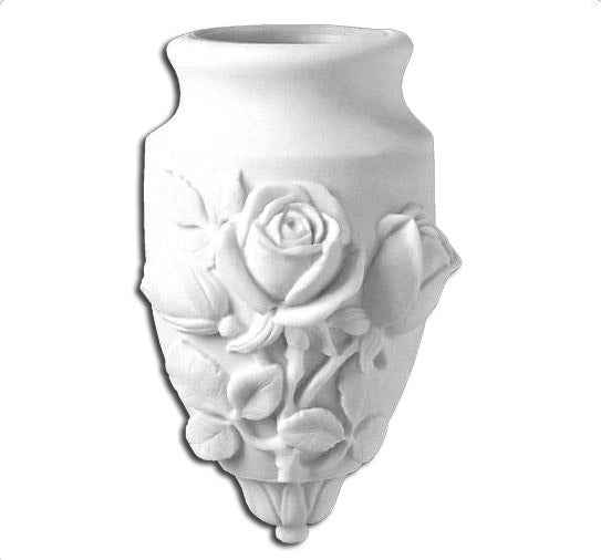Jarrón con Relieve de Rosas de Marmolina 20 cm para Lápidas