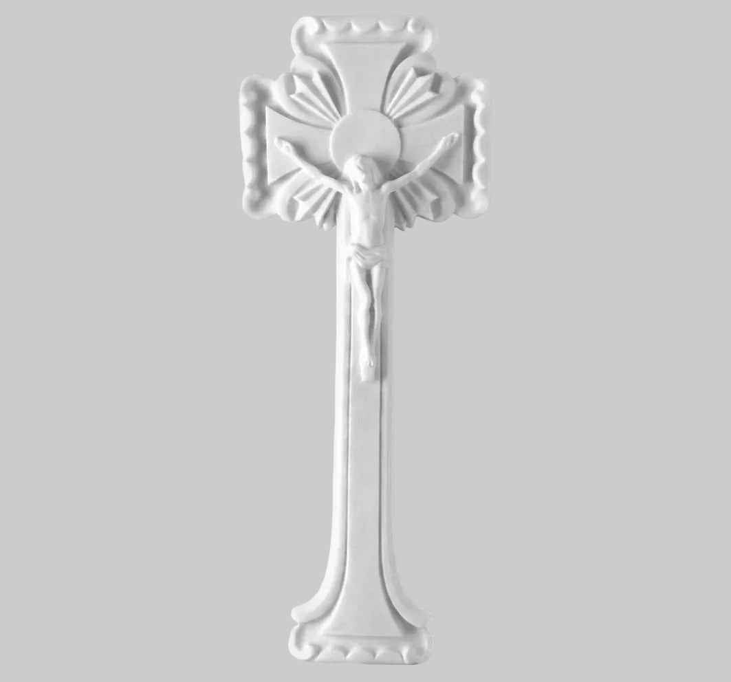 Cruz Alada con Cristo en Marmolina para Lápidas 39 cm