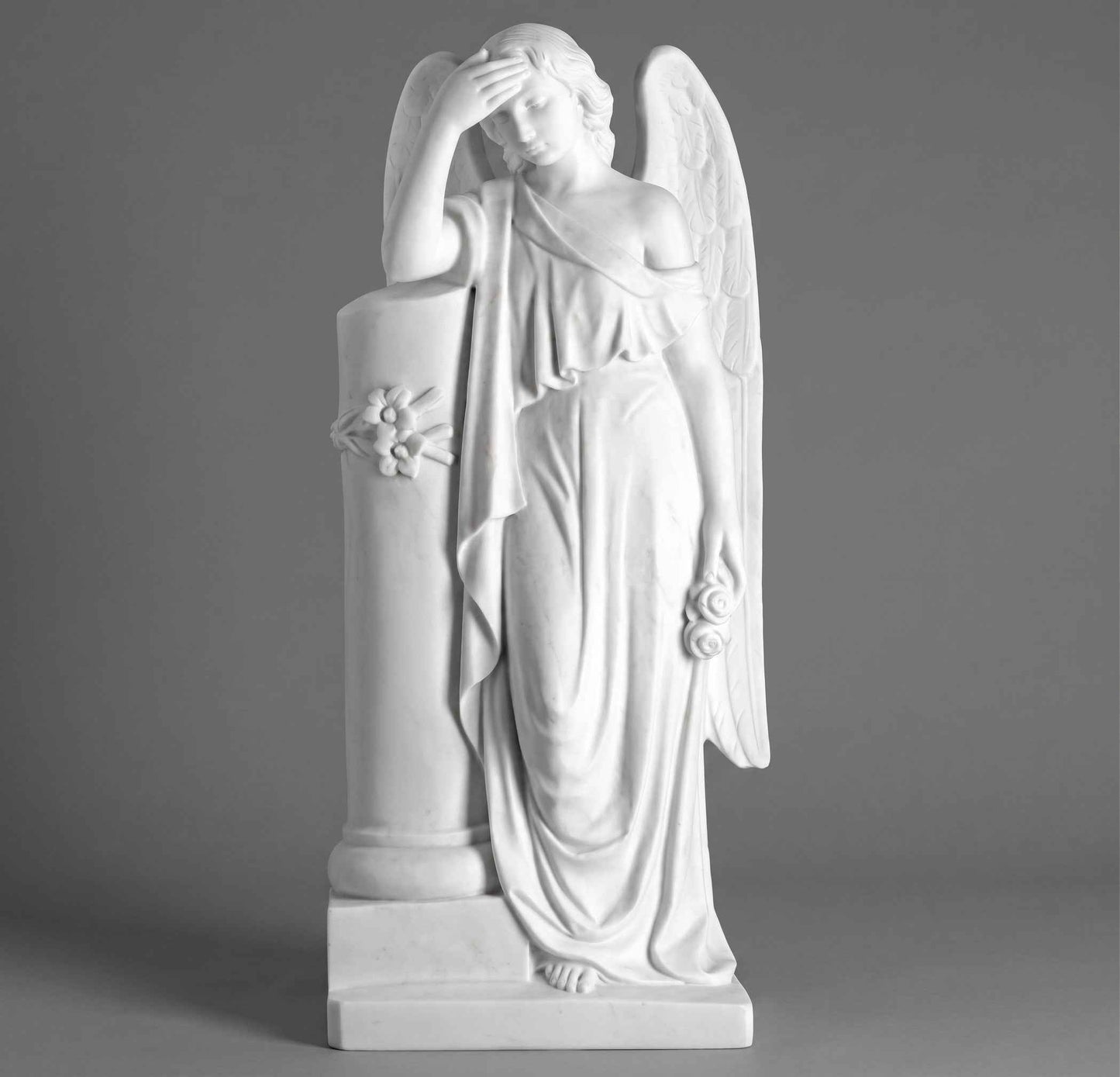 Escultura Ángel con Columna (80 y 106 cm) - Mármol Sintético
