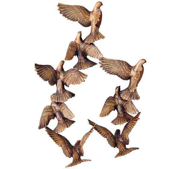 Escultura de Vuelo de Palomas en Bronce 45 cm para Lápidas y Panteones