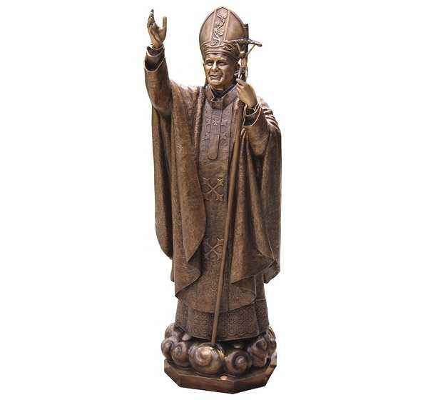 Escultura de San Juan Pablo II en Bronce (30 y 67 cm) para Arte Funerario