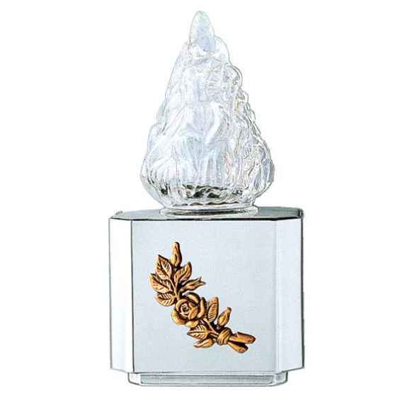 Farol Funerario de Acero Inox. con Rosa de Bronce