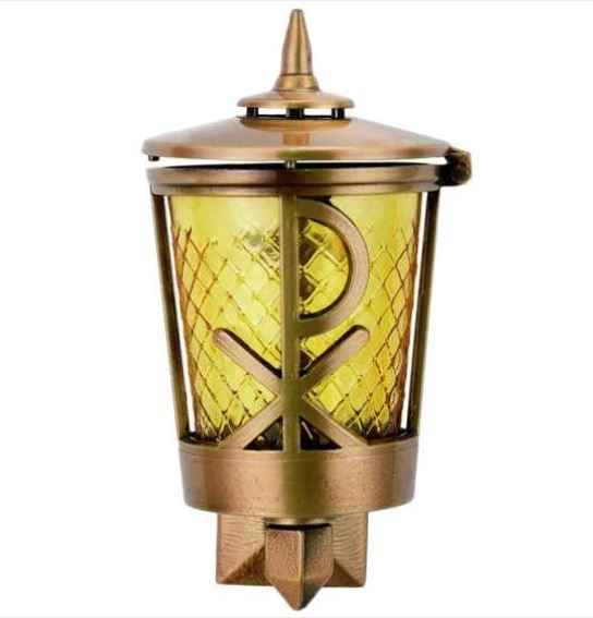 Farol de Bronce para Lápidas con Vaso de Cristal