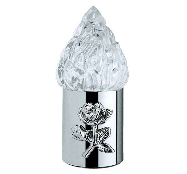 Farol funerario de acero inoxidable para columbarios con luz a pilas. Portavelas resistente para exterior, seguro y duradero. Envío a toda España.