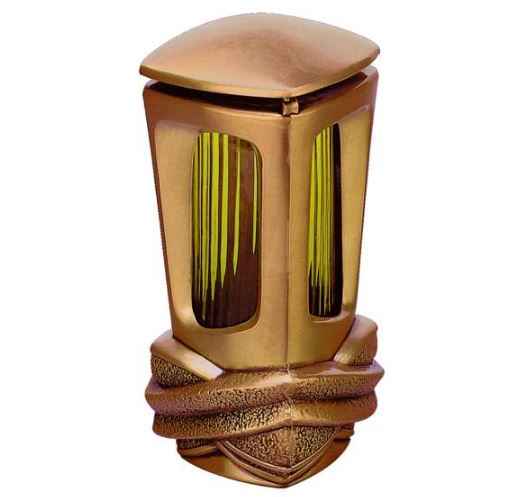 Farol de Bronce para Lápidas con Vaso de Cristal