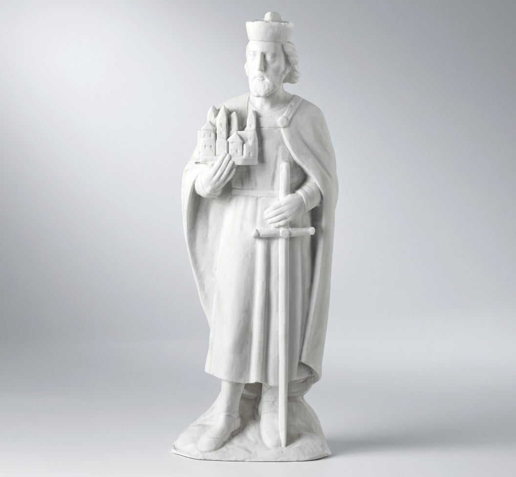 Figura de San Enrique en mármol sintético modelo MR 6316, diseñada para la ornamentación de lápidas, nichos y monumentos funerarios.