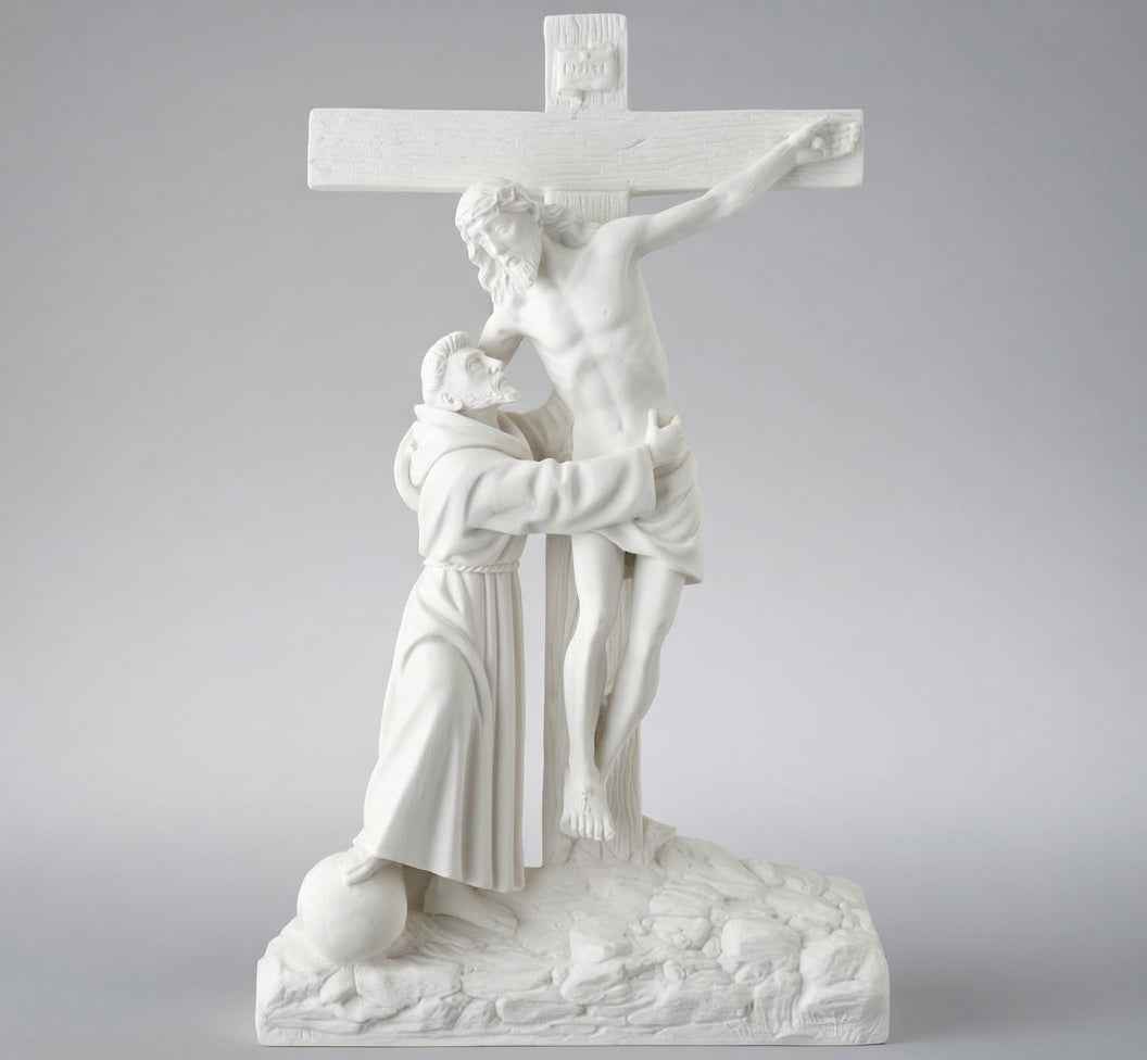 Figura de San Francisco con Cristo Marmolina 37 cm Lápidas
