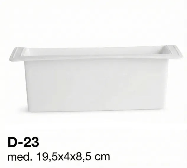 Depósito de plástico para jardinera D‑23 | 8,5×19,5×4 cm | Entrega inmediata