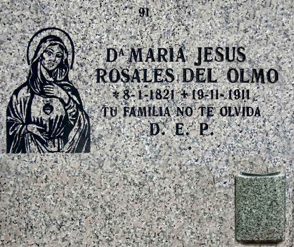 Lápida de Nicho con Corazón de María y Jarrón | Madrid