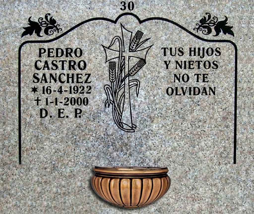 Lápida de Nicho con Cruz con Espigas y Jardinera | Madrid | Memorial Spain