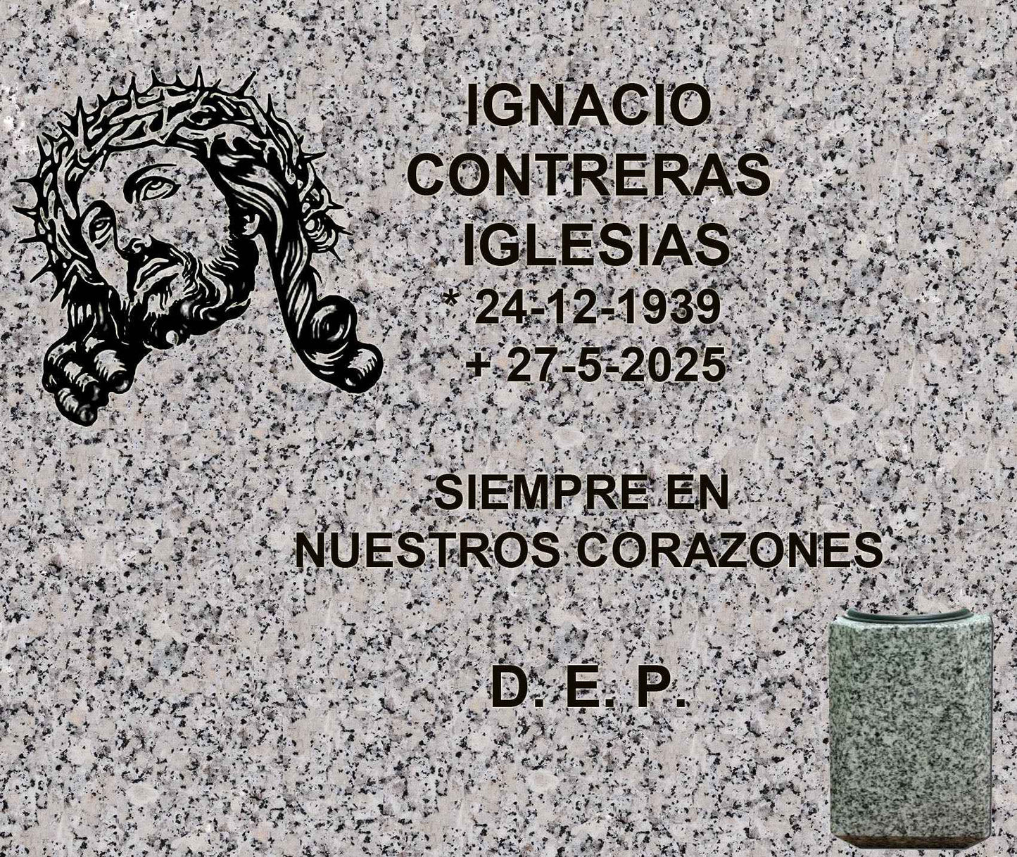 Lápida de Nicho con Ecce Homo y Jarrón | Madrid