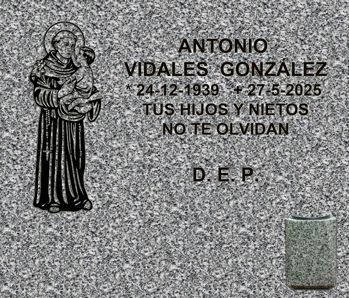Lápida de Nicho con San Antonio y Jarrón | Madrid