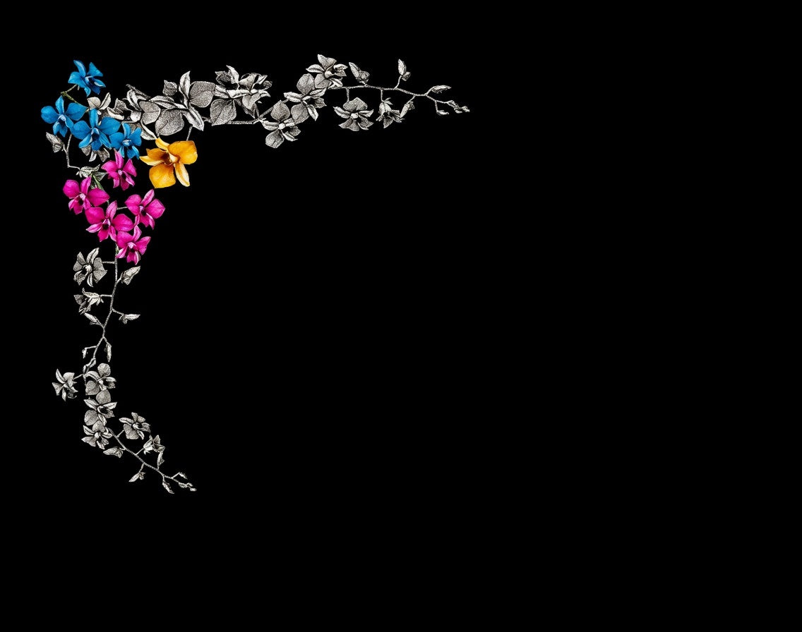 Lápida de nicho en granito premium con grabación láser e incrustación cerámica de orla de flores diseño personalizado referencia MP E36.