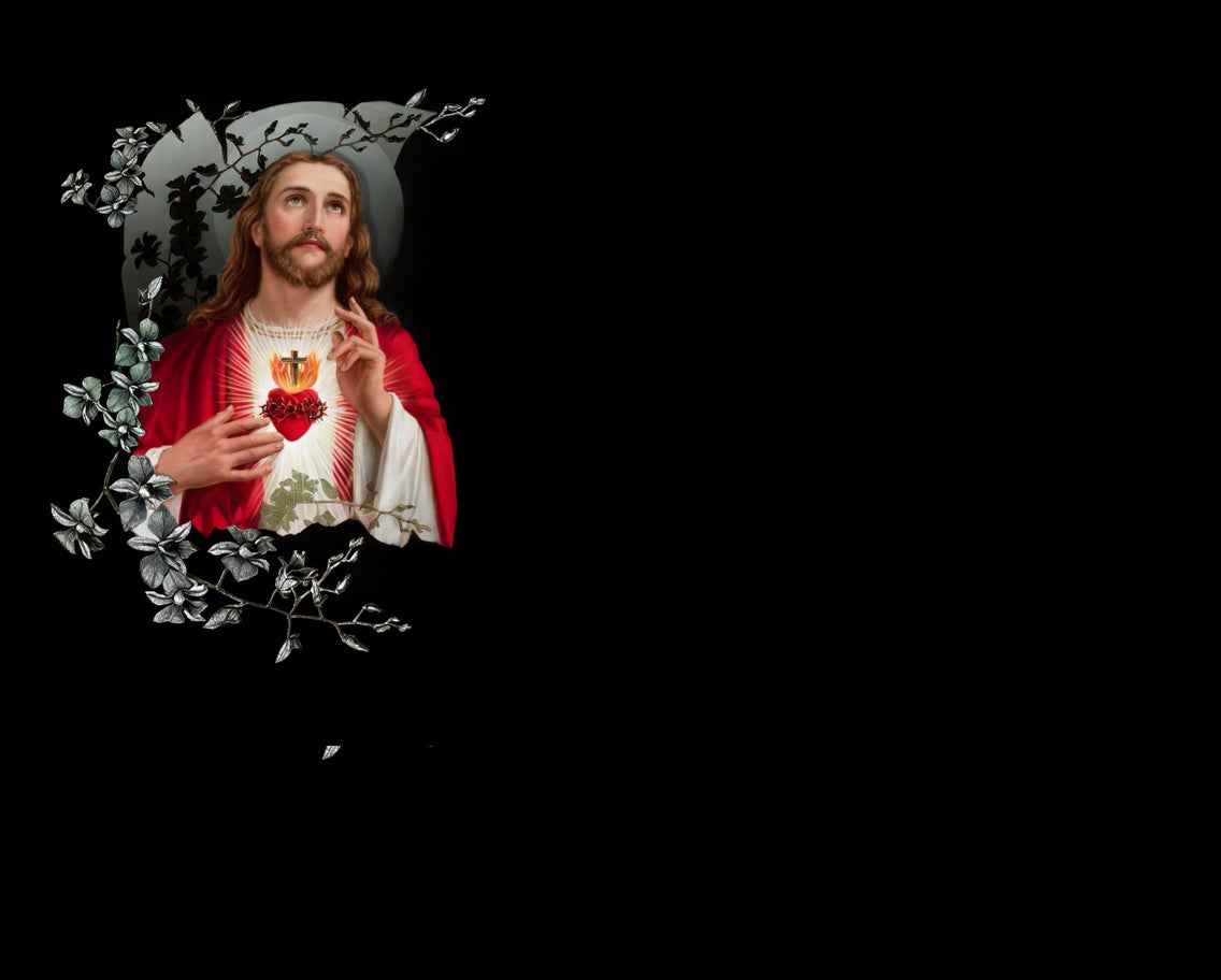 Lápida Granito Sagrado Corazón de Jesús | Grabación Láser y Cerámica HD