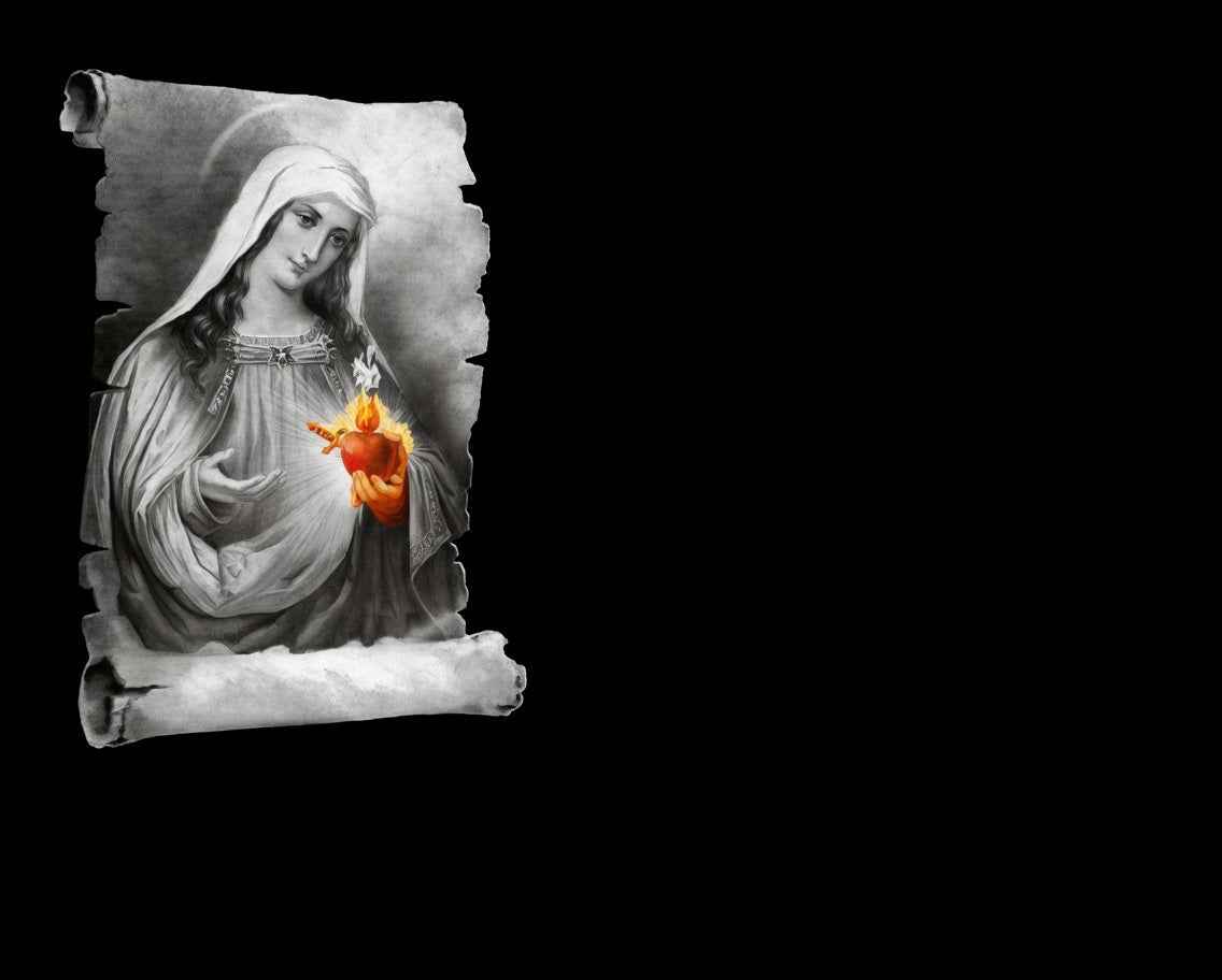 Lápida Granito Sagrado Corazón de María | Grabación Láser y Cerámica HD