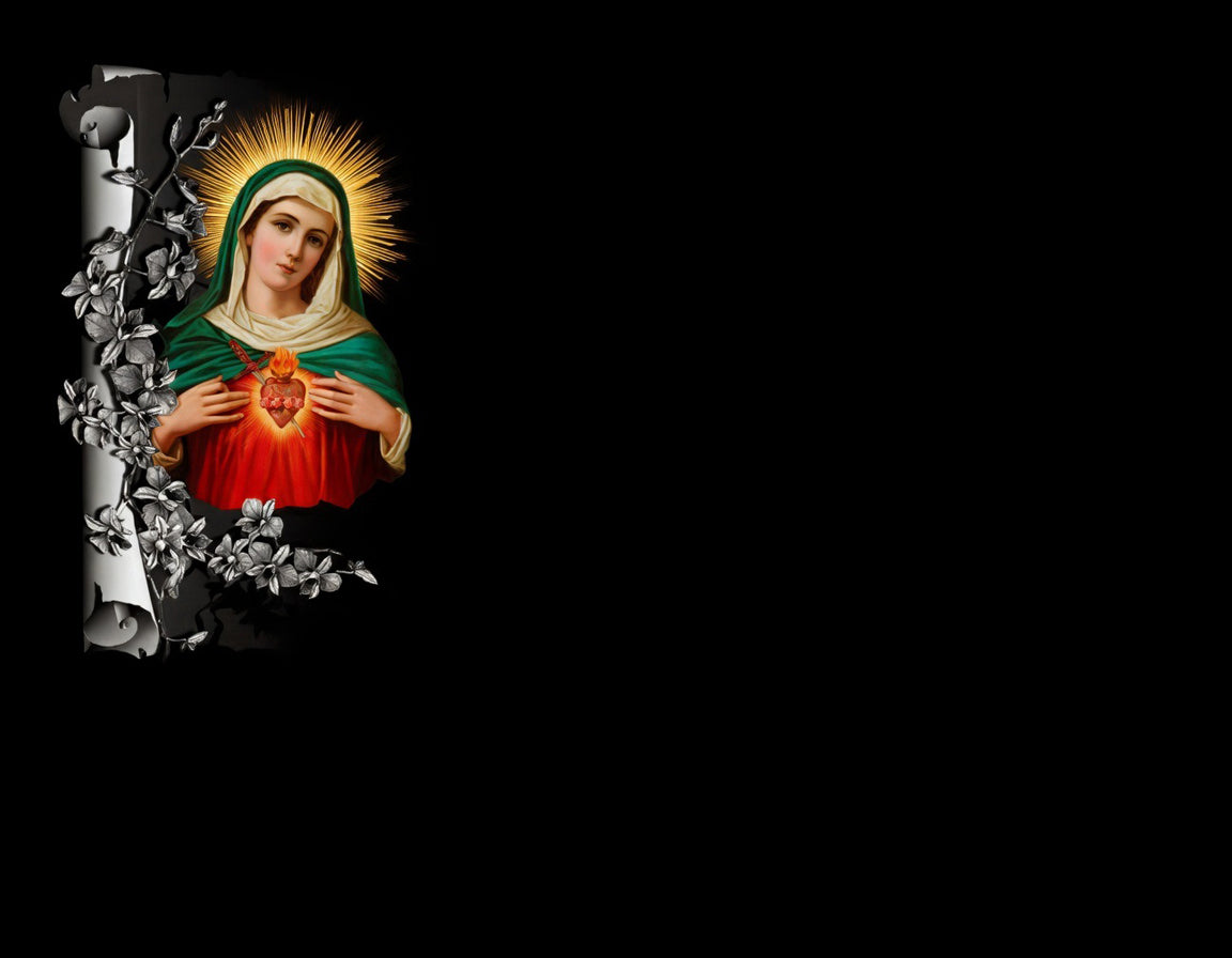 Lápida de nicho en granito premium con grabación láser e incrustación cerámica del Sagrado Corazón de María diseño personalizado referencia MP E39.