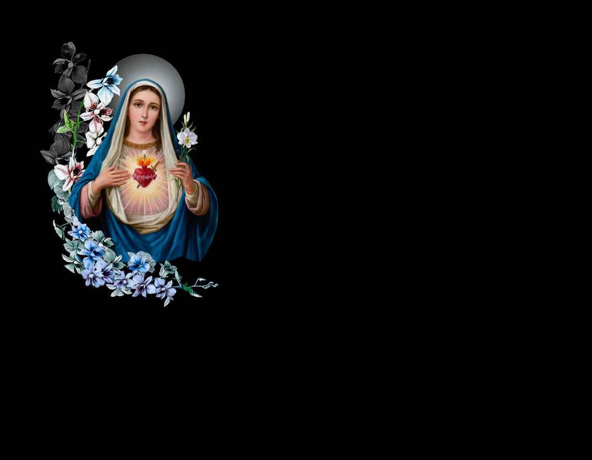Lápida Granito Sagrado Corazón de María | Grabación Láser y Cerámica HD