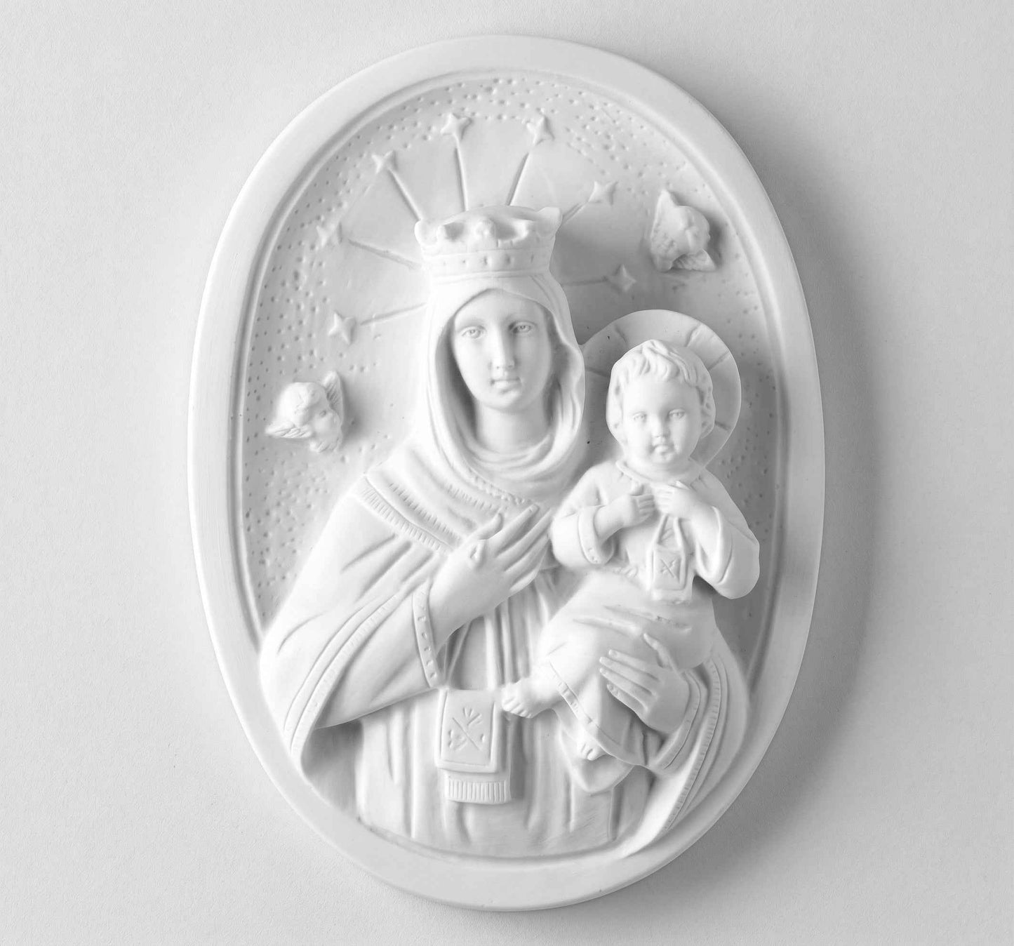 Medallón Virgen del Carmen en Marmolina de 21 cm Lápidas
