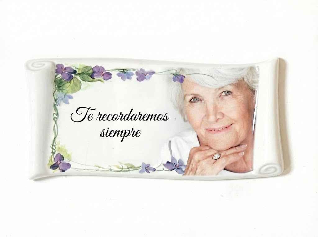 Pergamino de Porcelana con Fotografía para Lápidas