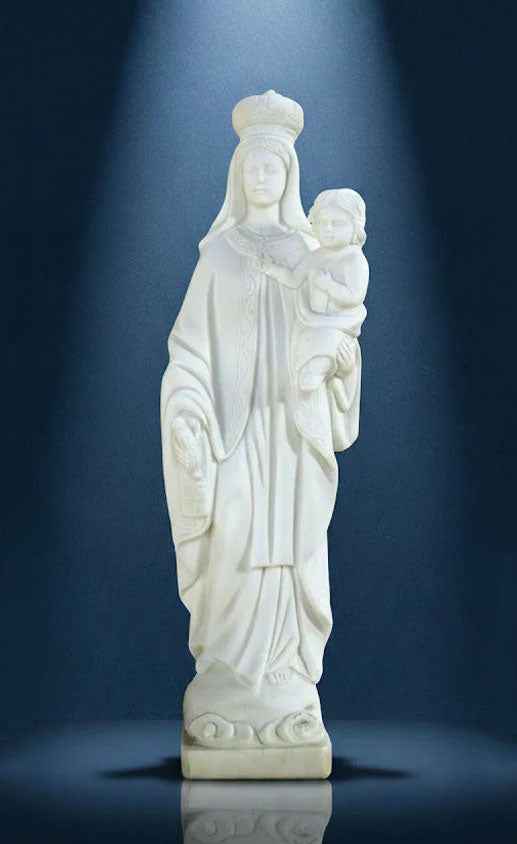 Virgen del Carmen de Mármol Blanco / Imágenes religiosas para cementerio
