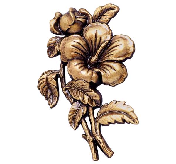 Flor del Hibisco en Bronce de 15 cm. para Decoración de Lápidas y Columbarios